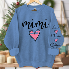 Lofaris Custom Grandma Mimi Pink Heart Grandkids Sweatshirt