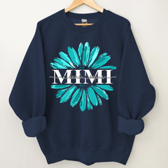 Lofaris Custom Grandma Mimi Turquoise Daisy Flower Sweatshirt