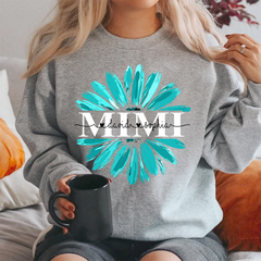 Lofaris Custom Grandma Mimi Turquoise Daisy Flower Sweatshirt