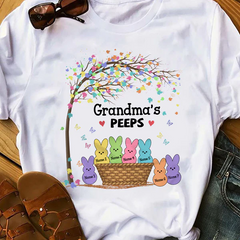 Lofaris Custom Grandma Peeps Cute Bunny Easter T-Shirt