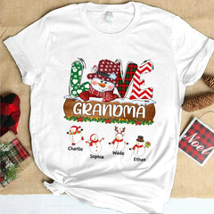 Lofaris Custom Grandma Snowman Grandkids Christmas T-Shirt