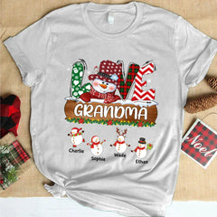 Lofaris Custom Grandma Snowman Grandkids Christmas T-Shirt