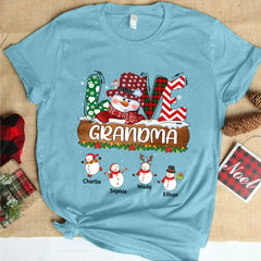 Lofaris Custom Grandma Snowman Grandkids Christmas T-Shirt