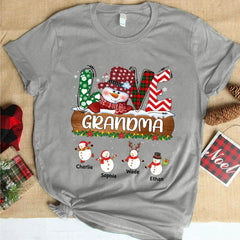 Lofaris Custom Grandma Snowman Grandkids Christmas T-Shirt