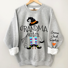 Lofaris Custom Grandma Witch Grandkids Halloween Sweatshirt