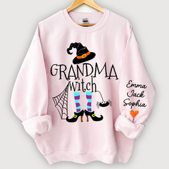 Lofaris Custom Grandma Witch Grandkids Halloween Sweatshirt