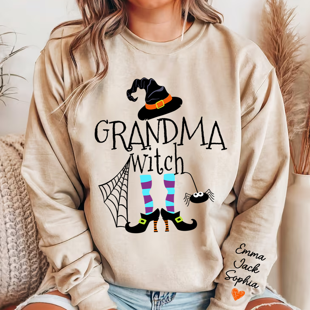 Lofaris Custom Grandma Witch Grandkids Halloween Sweatshirt