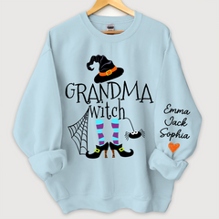 Lofaris Custom Grandma Witch Grandkids Halloween Sweatshirt