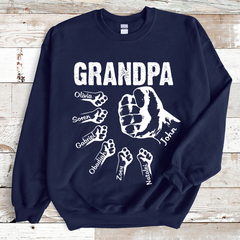 Lofaris Custom Grandpa Grandkids Hand to Hands Sweatshirt