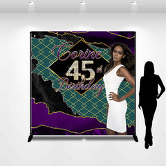 Lofaris Custom Green Purple Black 45th Birthday Backdrop