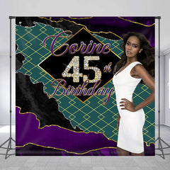 Lofaris Custom Green Purple Black 45th Birthday Backdrop