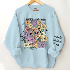 Lofaris Custom Happiness Is Being Grandma Floral Sweatshirt