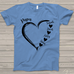 Lofaris Custom Heart Papa and Kids Fathers Day T-Shirt