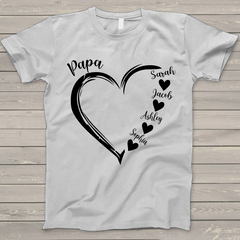 Lofaris Custom Heart Papa and Kids Fathers Day T-Shirt