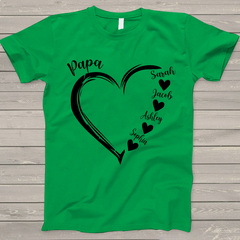 Lofaris Custom Heart Papa and Kids Fathers Day T-Shirt