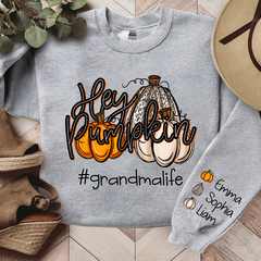 Lofaris Custom Hey Pumpkin Grandmalife Autumn Sweatshirt