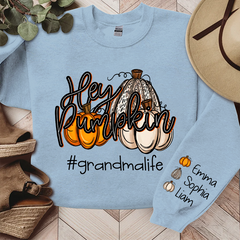 Lofaris Custom Hey Pumpkin Grandmalife Autumn Sweatshirt