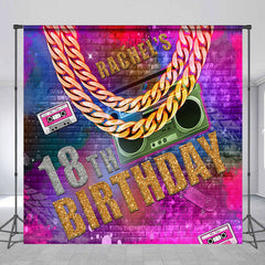 Lofaris Custom Hip Hop 18th Birthday Retor Theme Backdrop