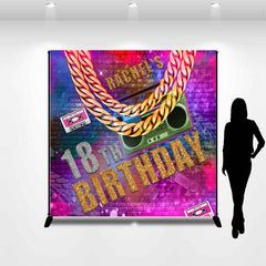 Lofaris Custom Hip Hop 18th Birthday Retor Theme Backdrop