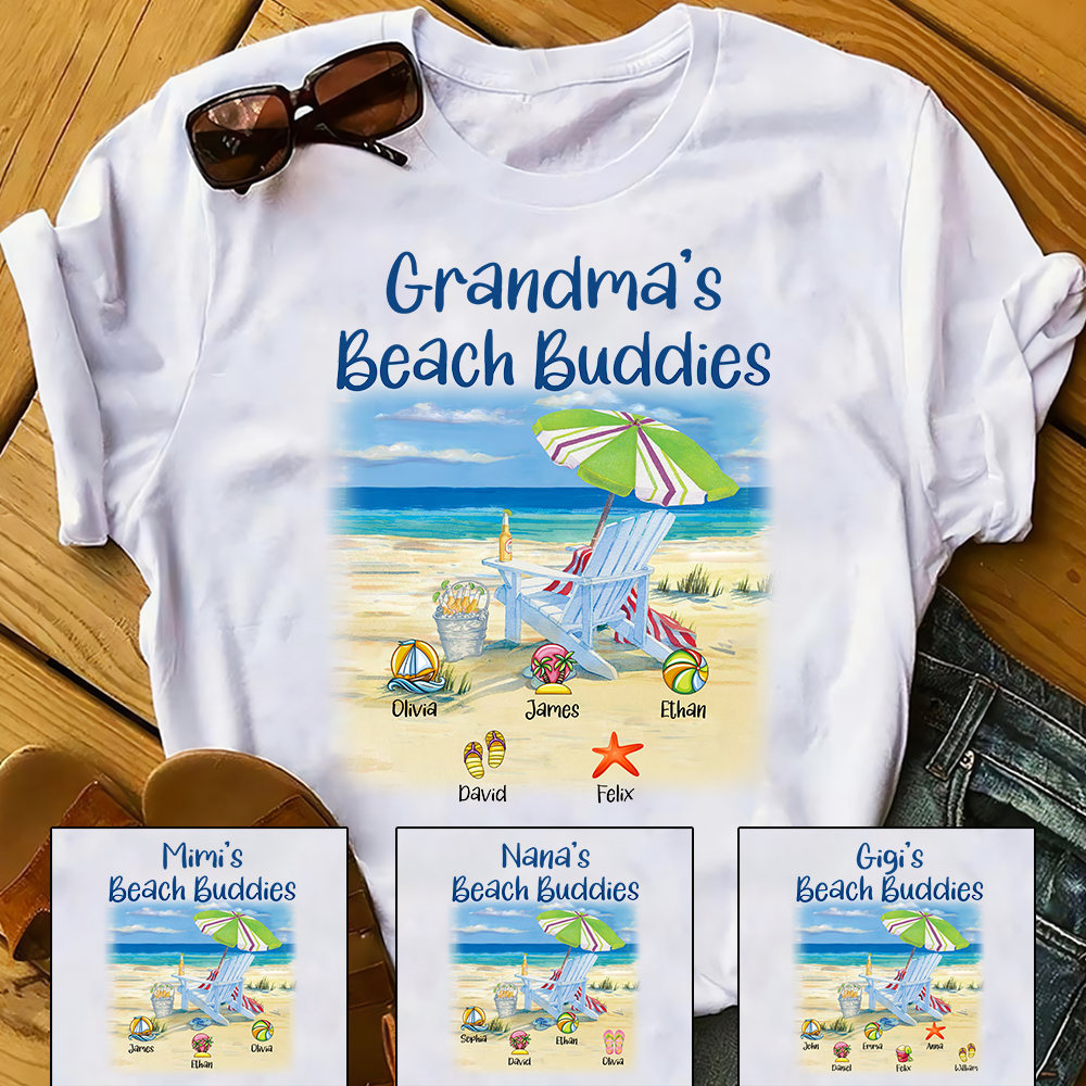 Lofaris Custom Holiday Grandmas Beach Buddies Gift T - Shirt