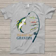 Lofaris Custom Hooked On Grandpa Kids Fathers Day T - Shirt