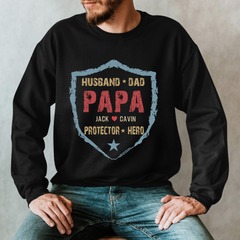 Lofaris Custom Husband Dad Papa Protector Hero Sweatshirt