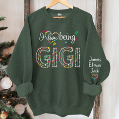 Lofaris Custom I Love Being Gigi Light Christmas Sweatshirt