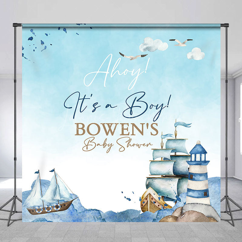 Lofaris Custom Its A Boy Navigation Baby Shower Backdrop