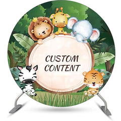 Lofaris Custom Jungle Animals Round Baby Shower Backdrop