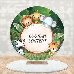 Lofaris Custom Jungle Animals Round Baby Shower Backdrop