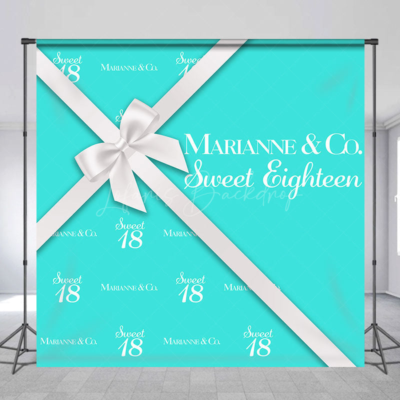 Lofaris Custom Lake Blue Gift Box Sweet 18 Birthday Backdrop