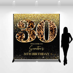 Lofaris Custom Leopard Gold Black Glitter Birthday Backdrop