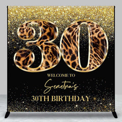 Lofaris Custom Leopard Gold Black Glitter Birthday Backdrop