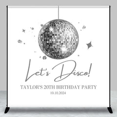 Lofaris Custom Lets Disco Silver Ball 20th Birthday Backdrop