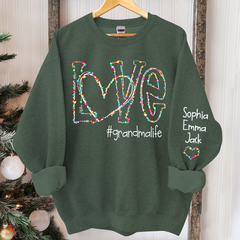 Lofaris Custom Love Grandmalife Kids Christmas Sweatshirt