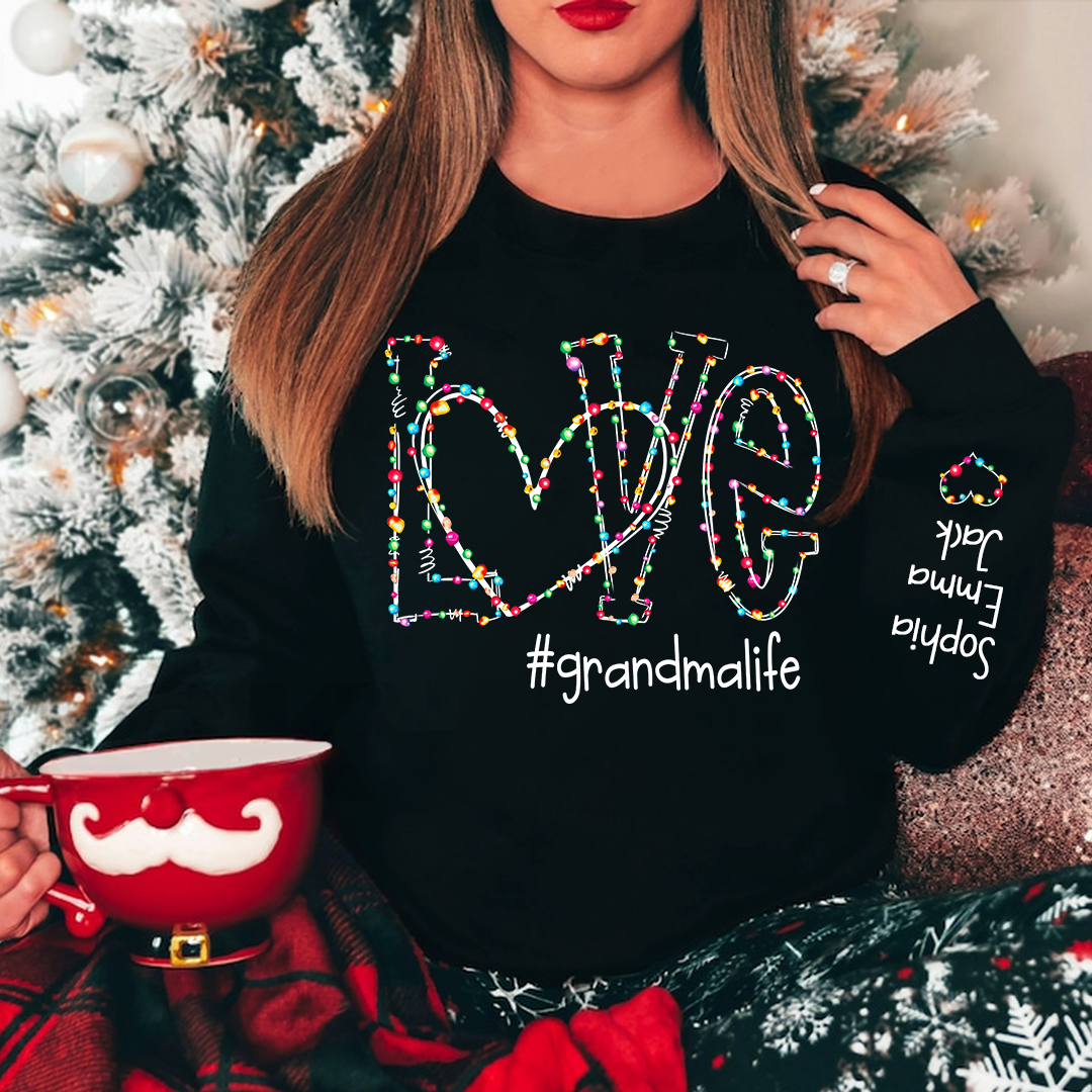 Lofaris Custom Love Grandmalife Kids Christmas Sweatshirt