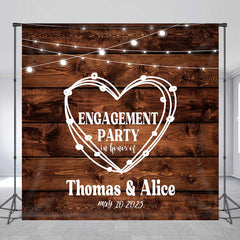 Lofaris Custom Light Stripe Rustic Engagement Party Backdrop