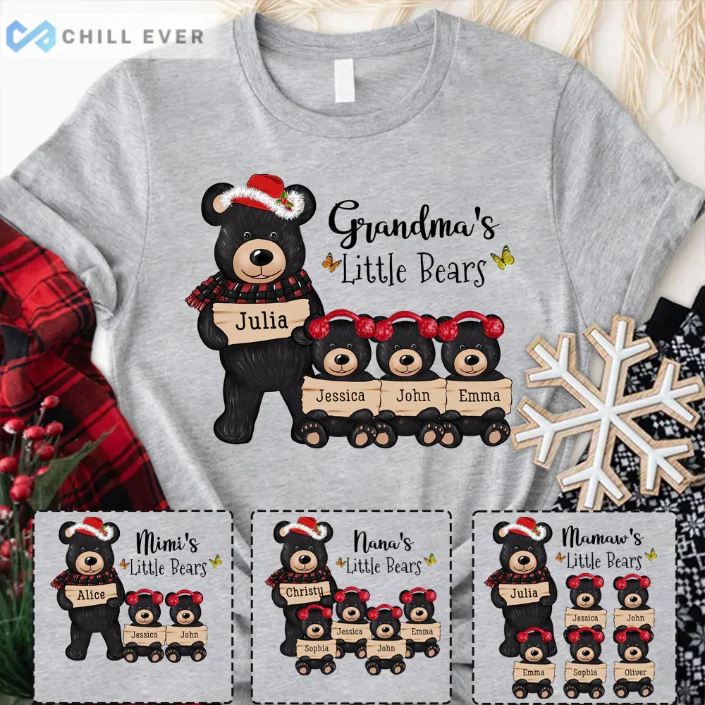 Lofaris Custom Little Bears With Grandkids Christmas T-Shirt