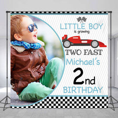 Lofaris Custom Little Boy Growing Two Fast Birthday Backdrop