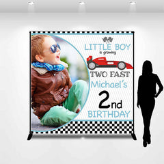 Lofaris Custom Little Boy Growing Two Fast Birthday Backdrop