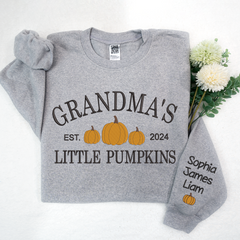 Lofaris Custom Little Pumpkins Est Grandma Kids Sweatshirt