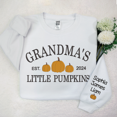 Lofaris Custom Little Pumpkins Est Grandma Kids Sweatshirt