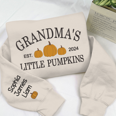 Lofaris Custom Little Pumpkins Est Grandma Kids Sweatshirt