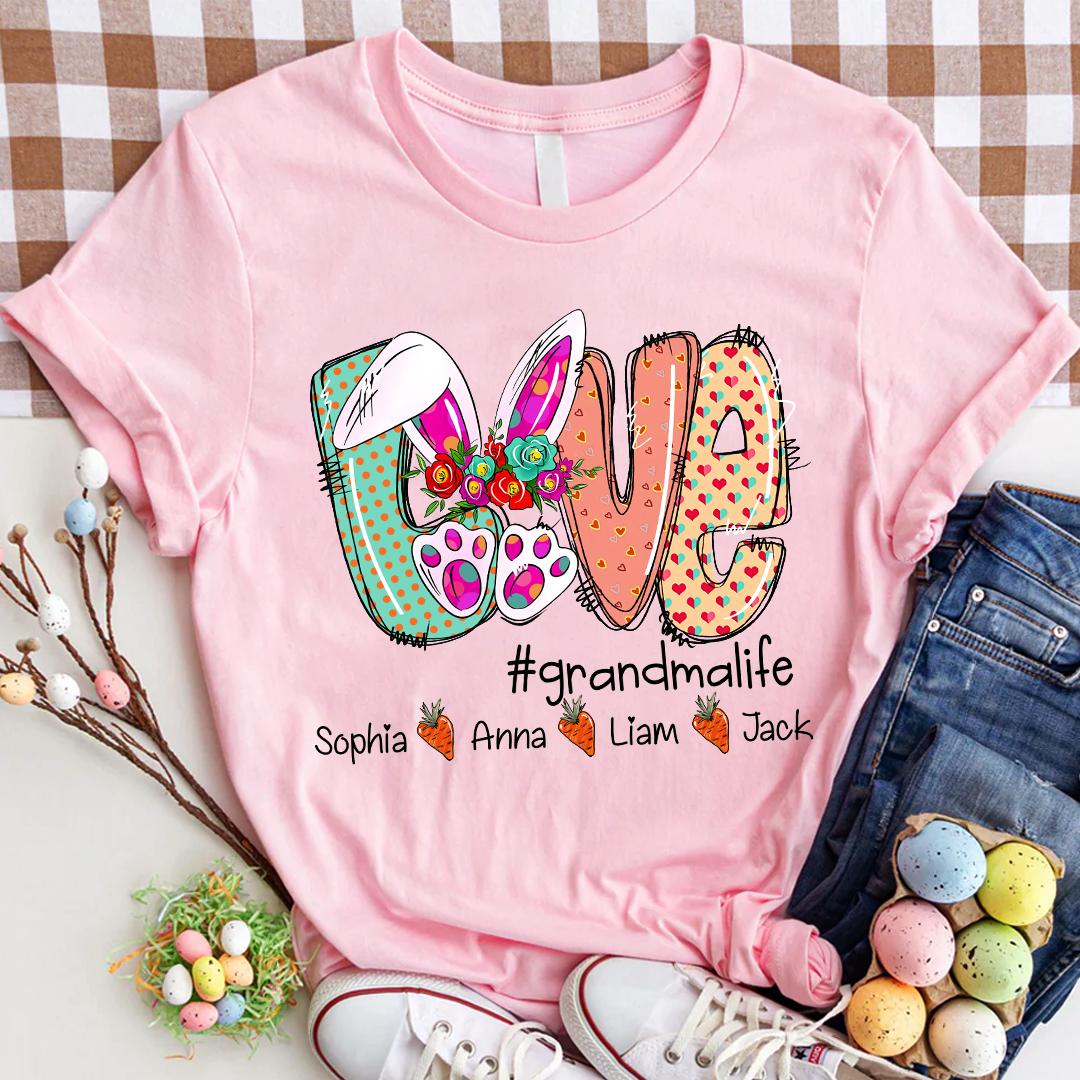 Lofaris Custom Love Easter Grandmalife And Kids T-Shirt