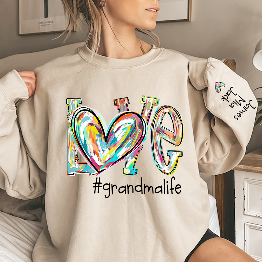 Lofaris Custom Love Grandma Life Color Clipart Sweatshirt