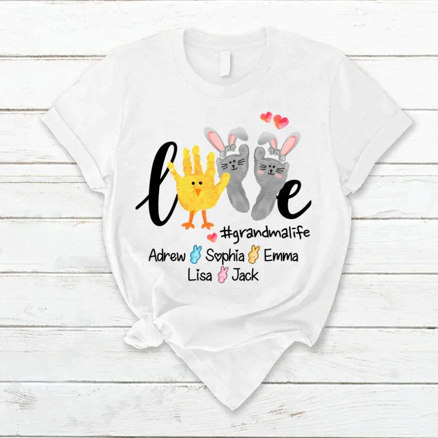 Lofaris Custom Love Grandma Life Hand Easter Day T-Shirt