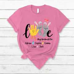 Lofaris Custom Love Grandma Life Hand Easter Day T-Shirt