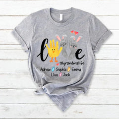 Lofaris Custom Love Grandma Life Hand Easter Day T-Shirt