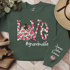 Lofaris Custom Love Grandmalife Pink Flowers Sweatshirt