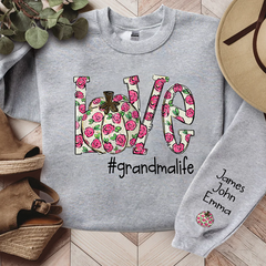 Lofaris Custom Love Grandmalife Pink Flowers Sweatshirt